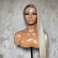 Peluca de Cabello Humano Liso de Lujo de 32 Pulgadas de Largo, Color Gris, Densidad 200, con Encaje Transparente 13x4 y 5x5, con Pelo de Bebé