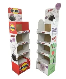 Estante de exhibición de cartón para comida, producto de cartón corrugado Pop, estante de pie de exhibición para tienda minorista personalizada