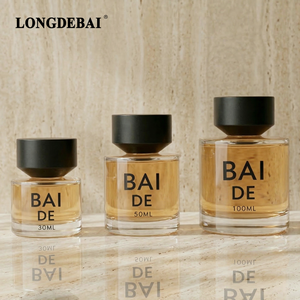 Botella de Perfume de Vidrio Vacía al por Mayor, 30ml 50ml 100ml, Redonda de Lujo con Tapa Negra - Product Image 1