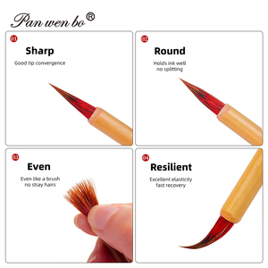 Pinceaux fins à manche en bambou pour peinture artistique, poils de loup, fibres de vison délicates, pinceau de <span class=keywords><strong>calligraphie</strong></span> pour étudiants et débutants - Product Image 5