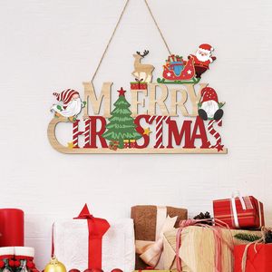 Nouvelle Plaque de <span class=keywords><strong>lettre</strong></span> en bois transfrontalière Décorations de Noël Ornements suspendus Plaque de porte de bienvenue Figurine et jouets de Noël - Product Image 4