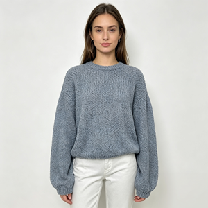 Suéter de Punto para Mujer <span class=keywords><strong>Finley</strong></span>, Manga Larga, Personalizado OEM y ODM, Ropa de Punto Azul de Alta Calidad al por Mayor, Ropa Casual - Product Image 2