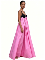 Robe longue plissée élégante pour femme, bicolore, à bretelles spaghetti, style bustier, ample, pour soirée et cérémonie