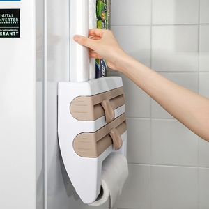 <b>Kitchen</b> Shelf Spice Storage Rack Plastic Wrap Cutting Multi-function Cling Film Cutter <b>Paper</b> Towel Holder Hanging Rack - Product Image 4