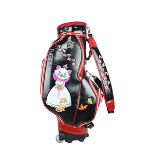 Stylish custom logo leather <span class=keywords><strong>golf</strong></span> bag 5 divider for women with wheel - Product Image 1