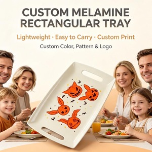 Assiette carrée en mélamine polie, écologique, style dessin animé vietnamien, couleur personnalisée, vaisselle de style simple, plateau personnalisé - Product Image 1