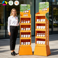 Présentoir de sol en carton ondulé personnalisé écologique, étagères pliables, cadre renforcé pour charges lourdes, pour la vente au détail de sodas/boissons en conserve