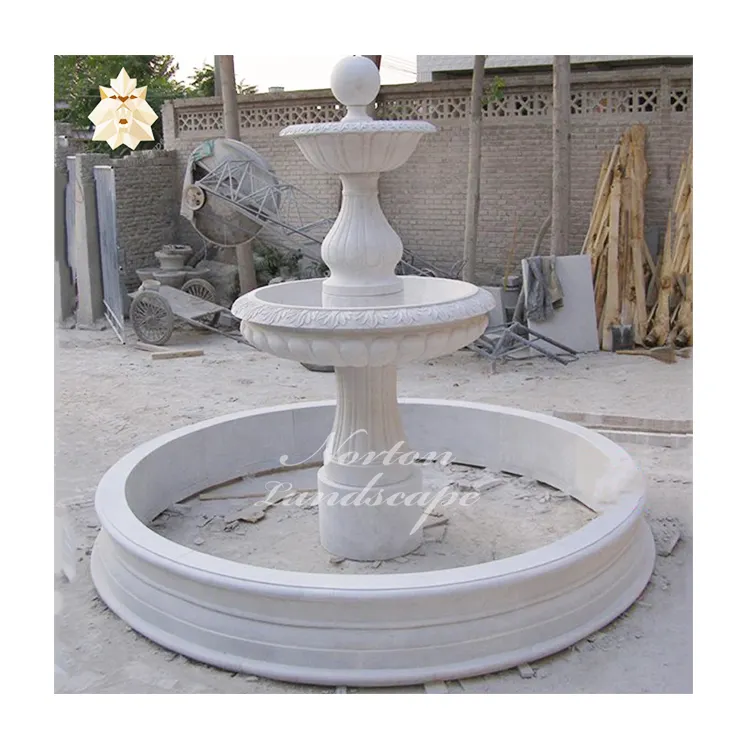 Современный садовый двор, простой фонтан из натурального камня, Белый Мраморный водяной фонтан с резным