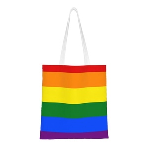 Bolsa de compras reutilizable con bandera del Orgullo Gay, bolsa de lona para mujer, bolsa de hombro lavable, bolsas de compras - Product Image 1