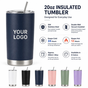 Custom Logo 20oz Vacuum Insulated Tumbler 304 Stainless Steel Travel Mug Reusable Coffee <b>Cup</b> with Straw for Hot Cold Drinks - Product Image 2