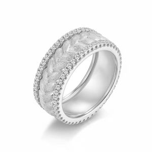 Bague en argent sterling S925 brossé avec moissanite 8,7 mm, plaqué or rhodié 14 carats, bijoux fins vintage pour femme, idéale pour les fêtes, le quotidien ou comme cadeau - Product Image 2