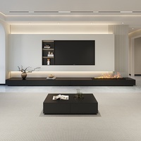 Mueble de TV Moderno y Minimalista Santopova con Luz LED y Chimenea, Centro de Entretenimiento de Lujo para Sala de Estar