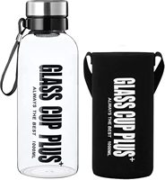Grande bouteille d'eau 2L Sport en néoprène manchon en verre infuseur avec couvercle passoire à boire directement pour salle de sport randonnée camping