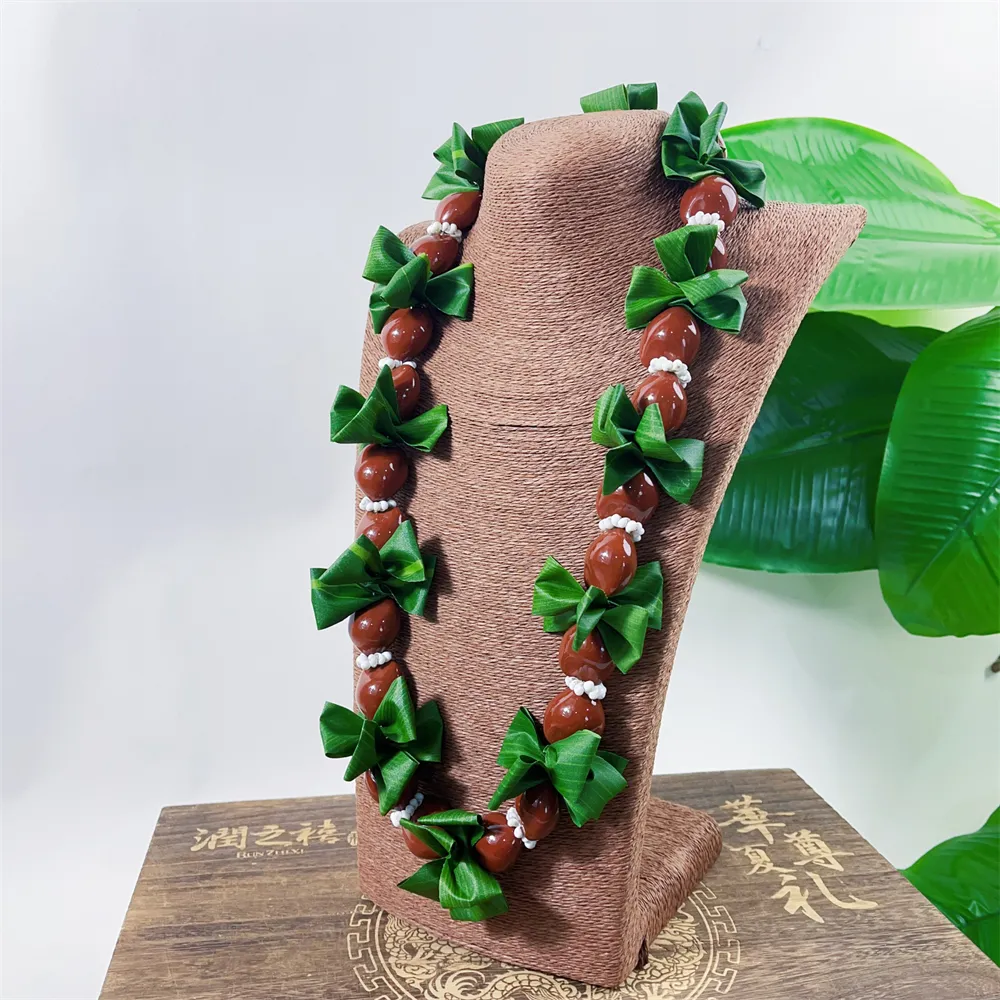 Samoan akrilik Kukui buatan kalung Lei kacang perhiasan manik-manik cangkang laut Cowrie wisuda