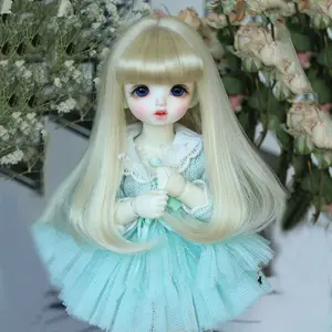 Synthetic Milk Silk Doll Wigs With Bangs For 1/3 BJD Doll 24 Inch Doll