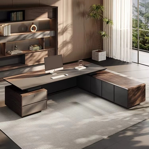 Sang trọng Ông Chủ bàn hiện đại công nghiệp đồ nội thất văn phòng CE chứng nhận quản lý bàn làm Trung Quốc da kim loại sồi MDF cho Nhà Trường - Product Image 5