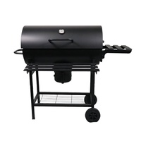 Barbecue de camping extérieur pliable de style européen et américain, en acier noir, grande taille, pour cour, avec charbon de bois détachable