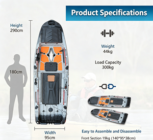 Nuevo Kayak Modular para Pesca, Canoa Compatible con Motor Eléctrico o de Gasolina, Control de Pie, con Compartimento para Peces Vivos - Product Image 1
