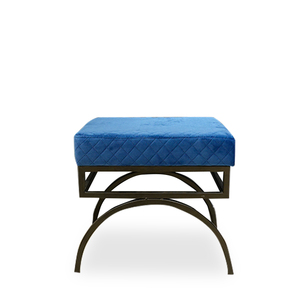 Pochette <span class=keywords><strong>tabouret</strong></span> de pied en velours bleu personnalisé, <span class=keywords><strong>design</strong></span> treillis de forme carrée, <span class=keywords><strong>pouf</strong></span> avec jambes cognitives, 1 pièce - Product Image 1
