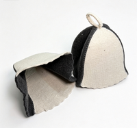 Chapeau de sauna en feutre de laine bicolore avec couche intérieure respirante et isolante, bonnet de sauna réutilisable, couvre-tête pour sauna et spa