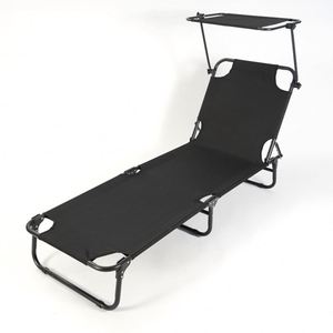 Modern Outdoor Sun Bed with Sunshade Patio Project Leisure Sunbed <b>Chair</b> Loungers for Courtyard Pool Swimming Area Recreation - Product Image 1