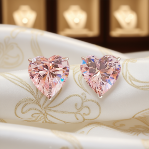 Pendientes de cristal con forma de corazón Haep, chapados en oro rosa para mujer, uso diario romántico, engaste de aleación de zinc - Product Image 2