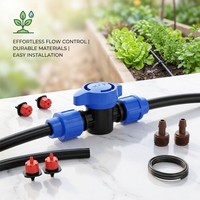 Vanne d'arrêt d'irrigation goutte à goutte 16 mm avec écrous de blocage bleus, raccord de couplage pour tuyau d'irrigation goutte à goutte pour jardin et agriculture