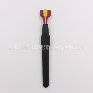 Custom Colored 3 Head Nylon Bristles <b>Pet</b> Toothbrush Soft Rubber Handle For General Use - Product Image 2