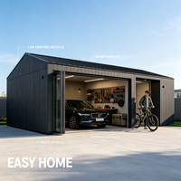 Garage modulaire personnalisé, construction de garage en acier complet avec salle de rangement pour usage domestique