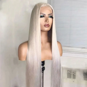 Parrucche <span class=keywords><strong>Biondo</strong></span> <span class=keywords><strong>Platino</strong></span> Trasparenti per Capelli Umani, 100% Capelli Vergini Europei, Lisci e Setosi, Senza Colla, per Donne - Product Image 1