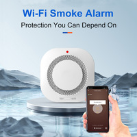 Detector de Humo WiFi Tuya, Detector de Humo Inteligente con Alertas por Aplicación, Sensor de Alarma de Incendio Inalámbrico para Seguridad del Hogar con Batería Alcalina