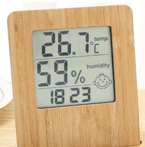 <span class=keywords><strong>Lcd</strong></span> Digitale Bamboe Tafel Klok Reloj Draadloze Oplader Elektronische Bureau Tafel Klok Met Temperatuur Vochtigheid Houten Wekker - Product Image 3