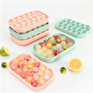 Moule à glaçons sphériques en silicone avec couvercle, réutilisable, facile à démouler, compatible congélateur, outil de refroidissement pour boissons - Product Image 1