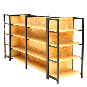 Guichang acero duradero <span class=keywords><strong>4</strong></span> estantes certificado CE acabado en grano de madera góndola tienda de cosméticos estante de exhibición accesorio de tienda - Product Image 5