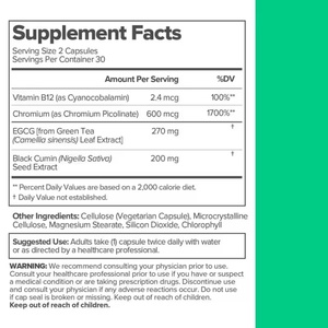 Cápsulas de Suplementos Herbales Antioxidantes con Extracto de Té Verde y B12 para Mujeres, para Pérdida de Peso, Apoyo al Metabolismo, Aclaramiento de la Piel y Belleza - Product Image 6
