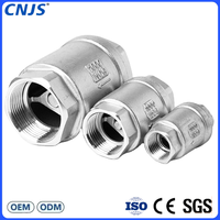 Válvulas de Retención Verticales de Acero Inoxidable con Sellado de PTFE 304/316 para Calderas de Vapor en Línea, Lavado, 1/2" CF8, Antirretorno, Alta Presión, Directas