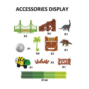Pista <span class=keywords><strong>de</strong></span> Plástico Educativa para Niños, Bloques <span class=keywords><strong>de</strong></span> Construcción <span class=keywords><strong>de</strong></span> Ferrocarril <span class=keywords><strong>de</strong></span> Alta Velocidad, Modelo <span class=keywords><strong>de</strong></span> Pista Eléctrica con Animales, Dinosaurios y Montañas - Product Image 5