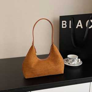 Bolso tipo dumpling nuevo, informal y a la moda, de cuero de gamuza, estilo retro, de gran capacidad, para mujer. - Product Image 4