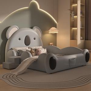 JINS Atunus di lusso moderno letto singolo per adolescenti comodi ragazzi per ragazze camera da letto mobili in legno massello pelle letto principessa - Product Image 2