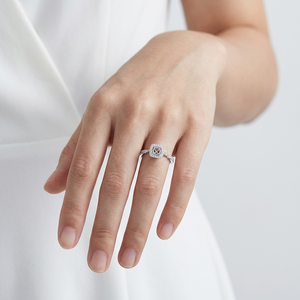Anillo de Compromiso de Alta Calidad, Estilo Clásico, Oro Blanco de 18K, Diamante Natural Real, Halo Solitario, Semi-Montura, para Mujer - Product Image 6