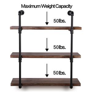מודרני חמה למכירה מטבח מדף קיר עץ מתלה קיר מדף שחור מתכת מתלה אחסון מעץ - Product Image 3