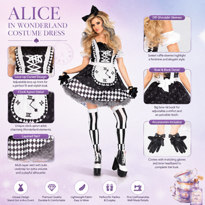 Costume <span class=keywords><strong>Alice</strong></span> Hatter BAIGE, tenue de demoiselle d'honneur <span class=keywords><strong>Alice</strong></span>, horloges, plaid, Halloween, tenue de fantaisie, déguisement - Product Image 2