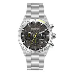 Besseron Heren Merk Horloge Japan Beweging Vd53 Horloge 316l Roestvrij Staal 5 Atm Waterbestendig Quartz Horloge