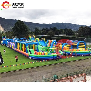Parc d'attractions gonflable commercial de grande taille, parcours d'obstacles gonflable de 5 km, course de jeu compétitive, château gonflable pour adultes - Product Image 4