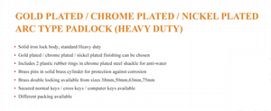 金/クロム/ニッケルメッキアークタイプ鉄製頑丈南京錠安全盗難防止中国製直接製造 - Product Image 6