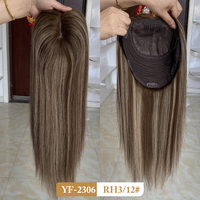 Topper de perruque juive à nœuds invisibles pour femme, base en soie 9x9, cheveux humains, avec clips, sans colle, pour la perte de cheveux
