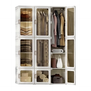 Armoire de rangement modulable 4-15 cubes en plastique pliable avec <span class=keywords><strong>tringle</strong></span> de suspension pour salon - Product Image 4