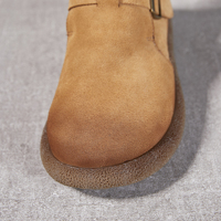 Sepatu Bot Musim Dingin Kulit Suede Sapi Asli dengan Lapisan Wol Domba, Sepatu Bot Hangat dengan Gesper, Sol Tebal, Sepatu Kasual untuk Wanita.