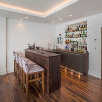 Ensemble de meubles de bar en bois de noyer naturel Vermonhouzz avec refroidisseur à vin intégré, éclairage LED, armoire de cuisine sur mesure en bois massif