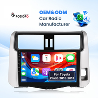 Radio Mobil Podofo 9'' 2+64G, Stereo Mobil Wireless Carplay/Android Auto 2+64G untuk Toyota Prado 2010-2013, GPS/WiFi, Supplier OEM ODM